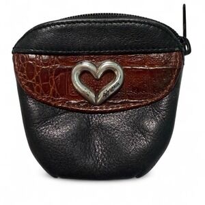 Brighton Brown and black leather coin‎ purse with heart detail